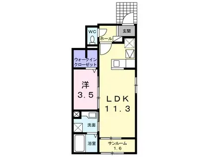 ル・ボナール II B(1LDK/1階)の間取り写真