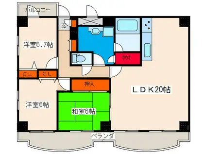 メゾンフルール(3LDK/7階)の間取り写真