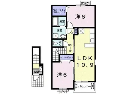 キャスケット(2LDK/2階)の間取り写真
