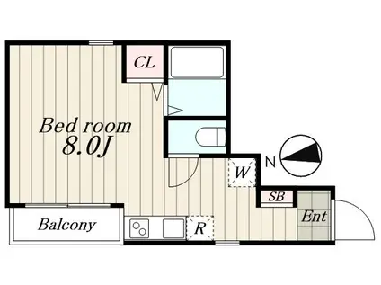 ハウスDEN(ワンルーム/1階)の間取り写真