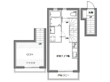 グランツ武蔵関(ワンルーム/2階)の間取り写真