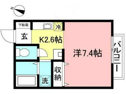 コートビレッジ(1K/1階)の間取り写真