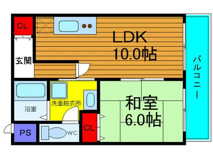 フェリスビラ(1LDK/4階)の間取り写真
