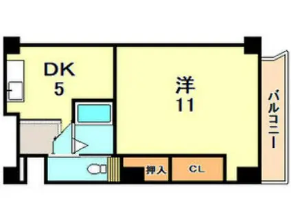 白川台ハイツ(1DK/2階)の間取り写真