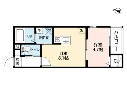 ベーネ呼続(1LDK/3階)の間取り写真