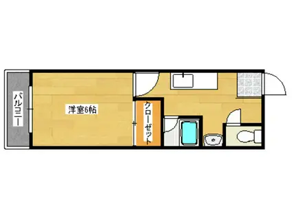 グランドシティ西新(1DK/2階)の間取り写真