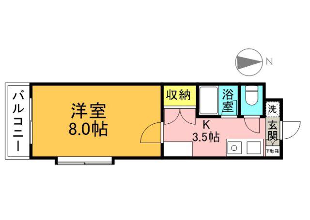 BAMBOU VILLAGE(1K/3階)の間取り写真