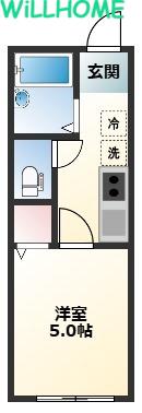 ＪＲ阪和線 紀伊駅 徒歩57分 2階建 築1年(1K/1階)の間取り写真