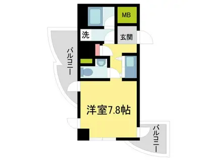 インターフェルティR2甲子園(1K/8階)の間取り写真