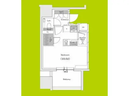 ザ・パークハビオ谷町六丁目クロス(ワンルーム/13階)の間取り写真