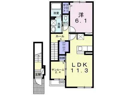 ドゥウェル シンフォニー I(1LDK/2階)の間取り写真