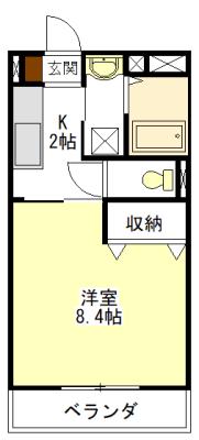 ファインテラス(1K/4階)の間取り写真