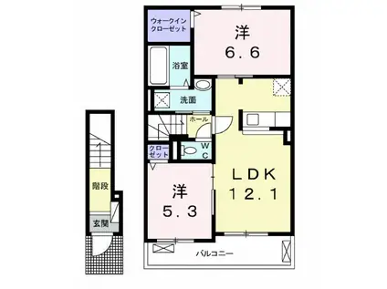 グラチチュード(2LDK/2階)の間取り写真