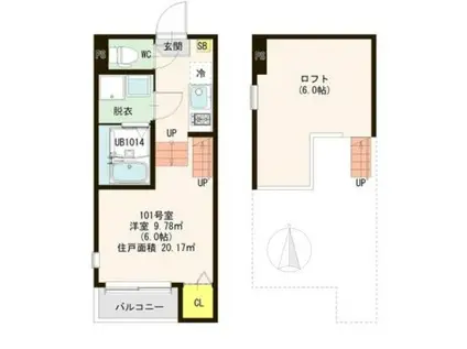 ART II(1K/1階)の間取り写真