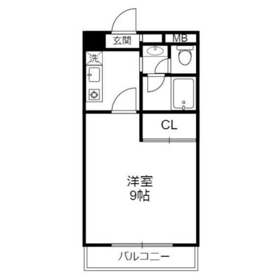 セルサス大道壱番館(1K/4階)の間取り写真