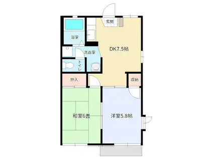 サンライズC棟(2DK/1階)の間取り写真