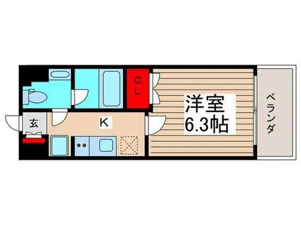 ブランシエスタ西船橋(1K/13階)の間取り写真