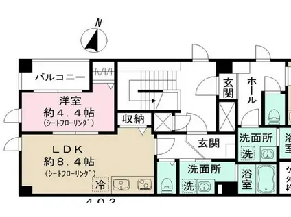 シャルム両国(1LDK/4階)の間取り写真