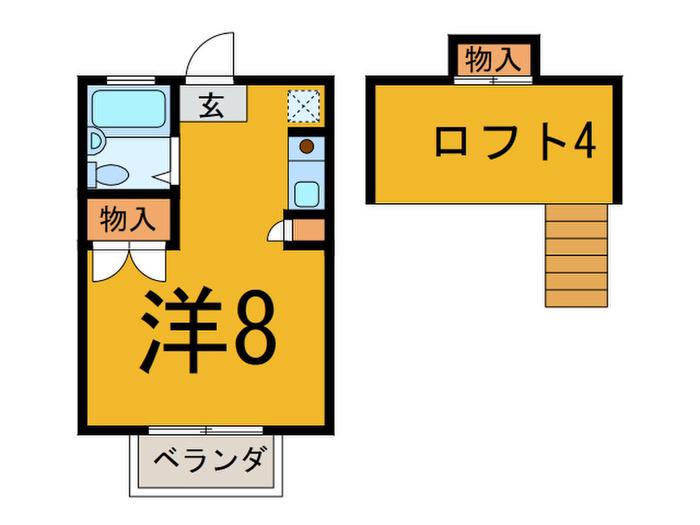 パーク・フラット(ワンルーム/2階)の間取り写真