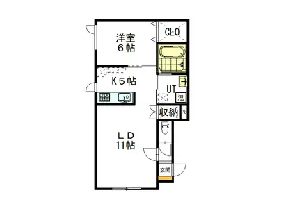 NEW WEALTH(1LDK/2階)の間取り写真