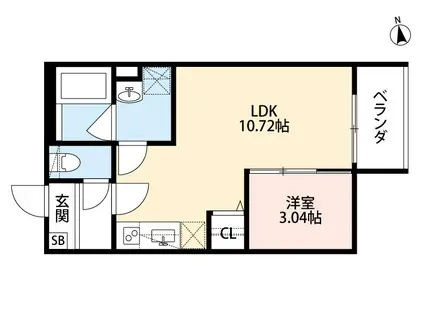 ブルーグレイス 緑橋(1LDK/1階)の間取り写真