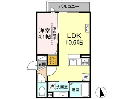 ディー パイナ大丸(1LDK/3階)の間取り写真