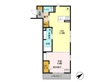 ツヴァイ(1LDK/2階)の間取り写真