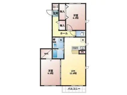 イブーハウスK(2LDK/2階)の間取り写真