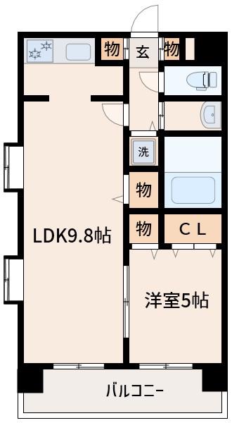 エストリーヴルII(1LDK/2階)の間取り写真