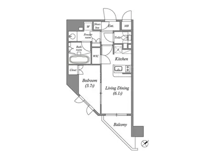 ISM練馬(1LDK/3階)の間取り写真