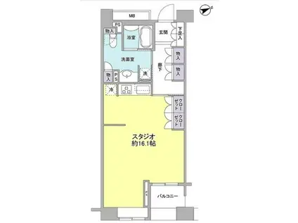 PARK FLATS GINZA イースト(1LK/4階)の間取り写真