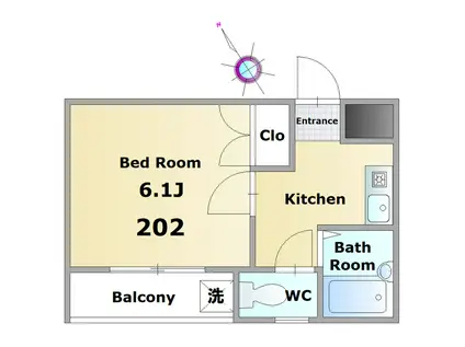 メゾン黒砂(1K/2階)の間取り写真