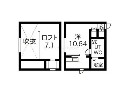 プリマカスターニャ宇都宮 弐番館(ワンルーム/2階)の間取り写真