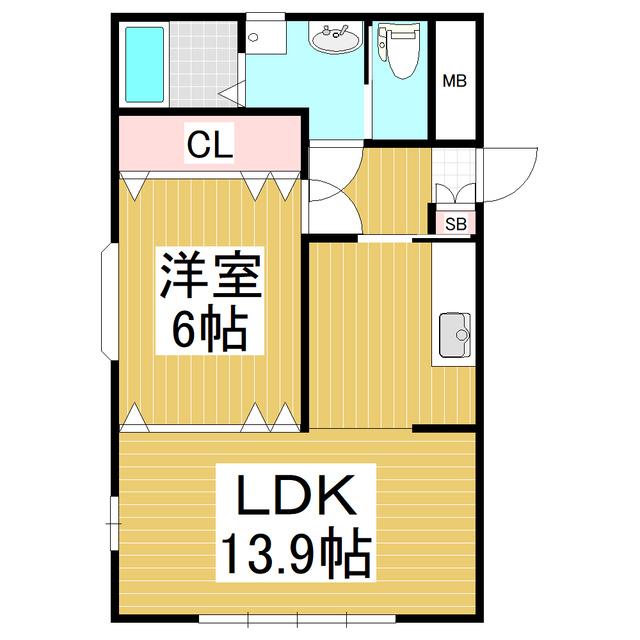 メルベージュS(1LDK/1階)の間取り写真