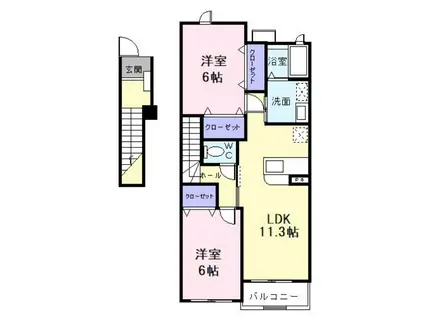 グレース・ガーデンIII(2LDK/2階)の間取り写真