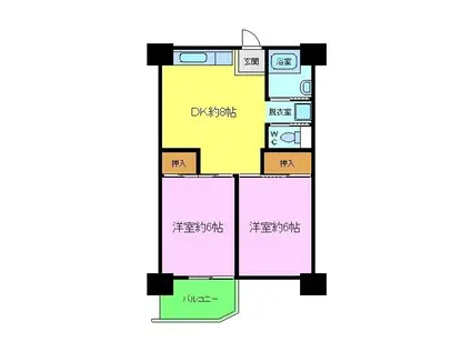 ビレッジハウス泉北栂タワー1号棟(2DK/8階)の間取り写真