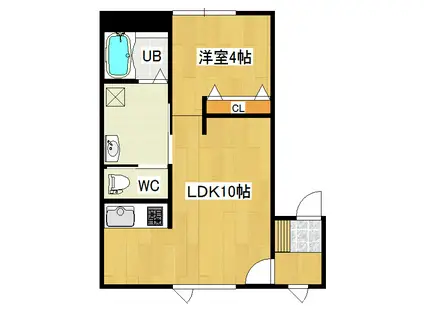 コーポワコ(1LDK/1階)の間取り写真