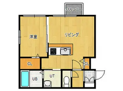 地下鉄東西線 円山公園駅 徒歩11分 5階建 築12年(1LDK/1階)の間取り写真