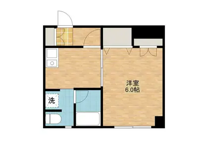 ウィング片淵(1K/1階)の間取り写真