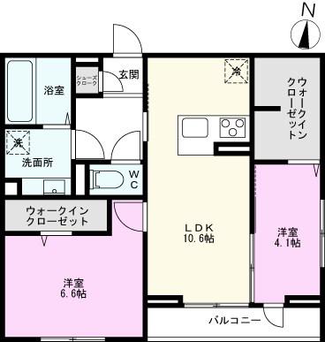 グラン南越谷(2LDK/2階)の間取り写真