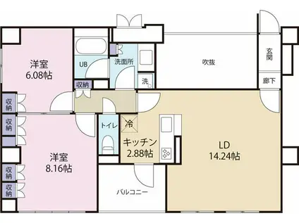 アパラザール秋葉原駅東(2LDK/4階)の間取り写真