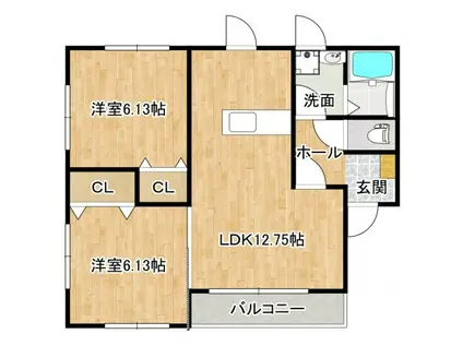 プレミール蛇田(2LDK/1階)の間取り写真