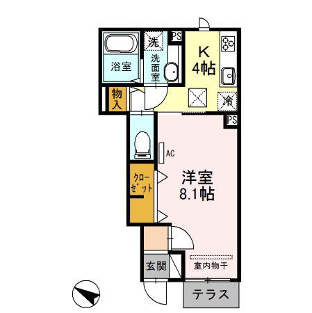 セジュールY(1K/1階)の間取り写真