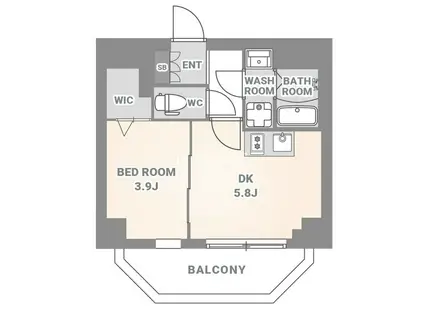 スプランディッド木場駅前(1DK/2階)の間取り写真