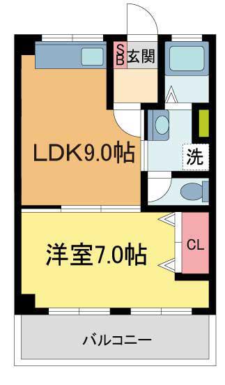 ハイツ77(1LDK/2階)の間取り写真