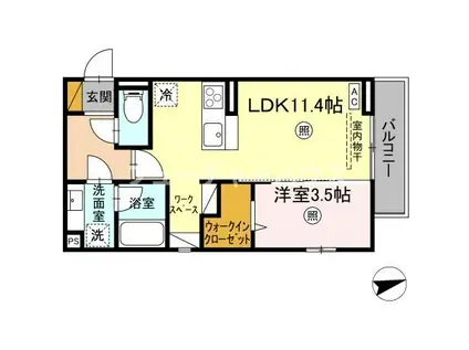 D-ROOM姫子(1LDK/2階)の間取り写真