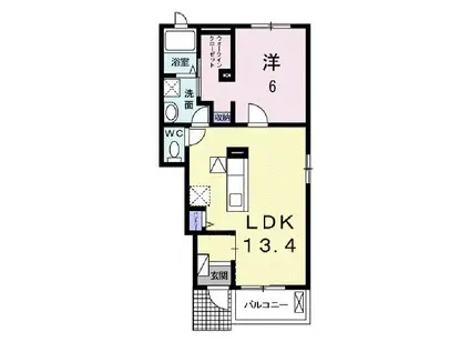 カシーヌ ショコラIII(1LDK/1階)の間取り写真