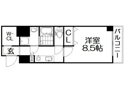 ラ・ヴァルス(1K/3階)の間取り写真