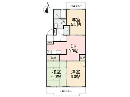 宮脇マンションB棟(3DK/1階)の間取り写真