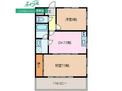 サンシャトー(2DK/1階)の間取り写真